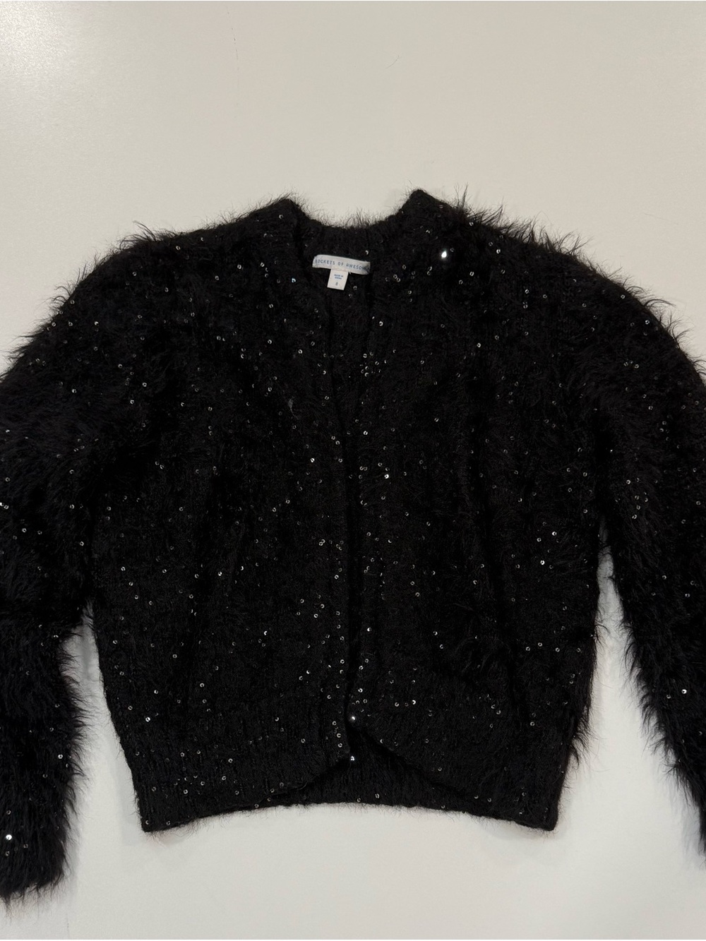 Rockets of Awesome Girls Black Sequin Eyelash Knit Cardigan - Picture 2 of 7